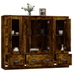vidaXL Highboards 3 Stk. Räuchereiche Holzwerkstoff