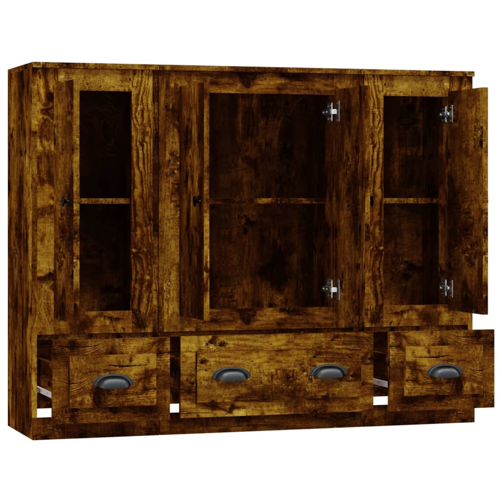 vidaXL Highboards 3 Stk. Räuchereiche Holzwerkstoff