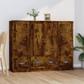 vidaXL Highboards 3 Stk. Räuchereiche Holzwerkstoff