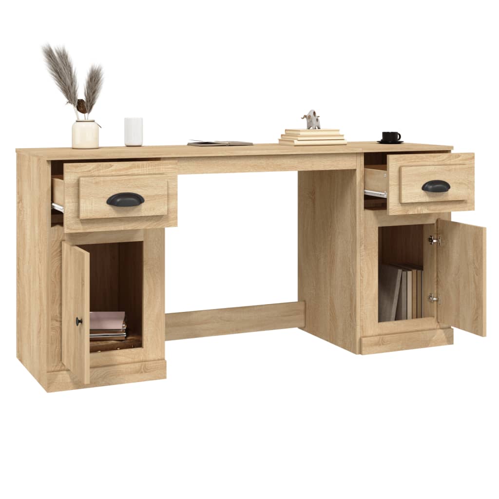 vidaXL Schreibtisch mit Stauraum Sonoma-Eiche Holzwerkstoff