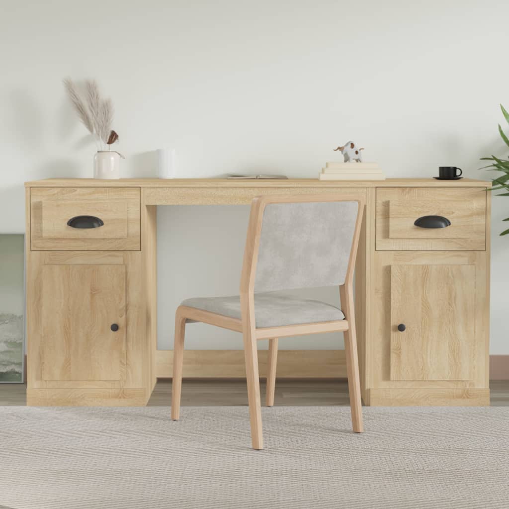 vidaXL Schreibtisch mit Stauraum Sonoma-Eiche Holzwerkstoff