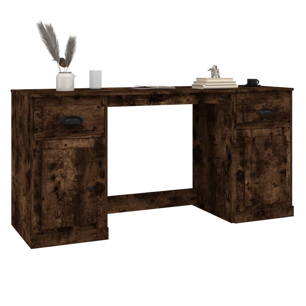 vidaXL Schreibtisch mit Stauraum Räuchereiche Holzwerkstoff