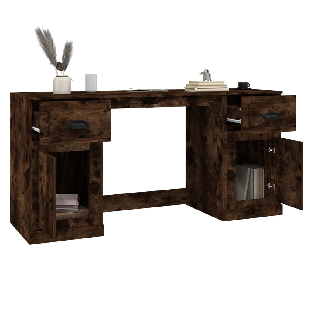 vidaXL Schreibtisch mit Stauraum Räuchereiche Holzwerkstoff