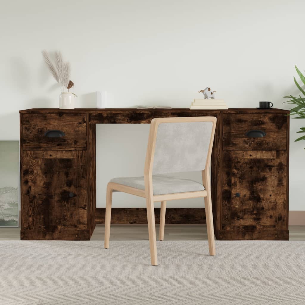 vidaXL Schreibtisch mit Stauraum Räuchereiche Holzwerkstoff