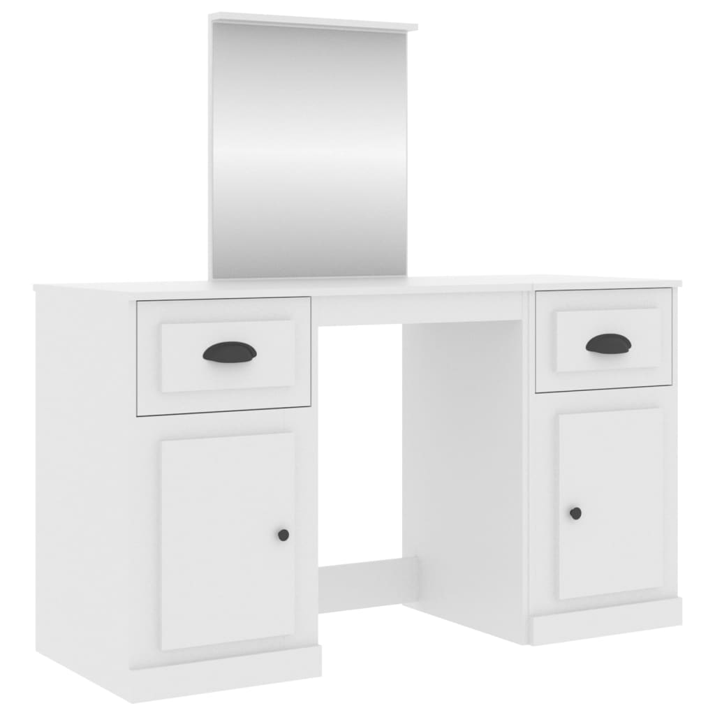 vidaXL Schminktisch mit Spiegel Weiß 130x50x132,5 cm