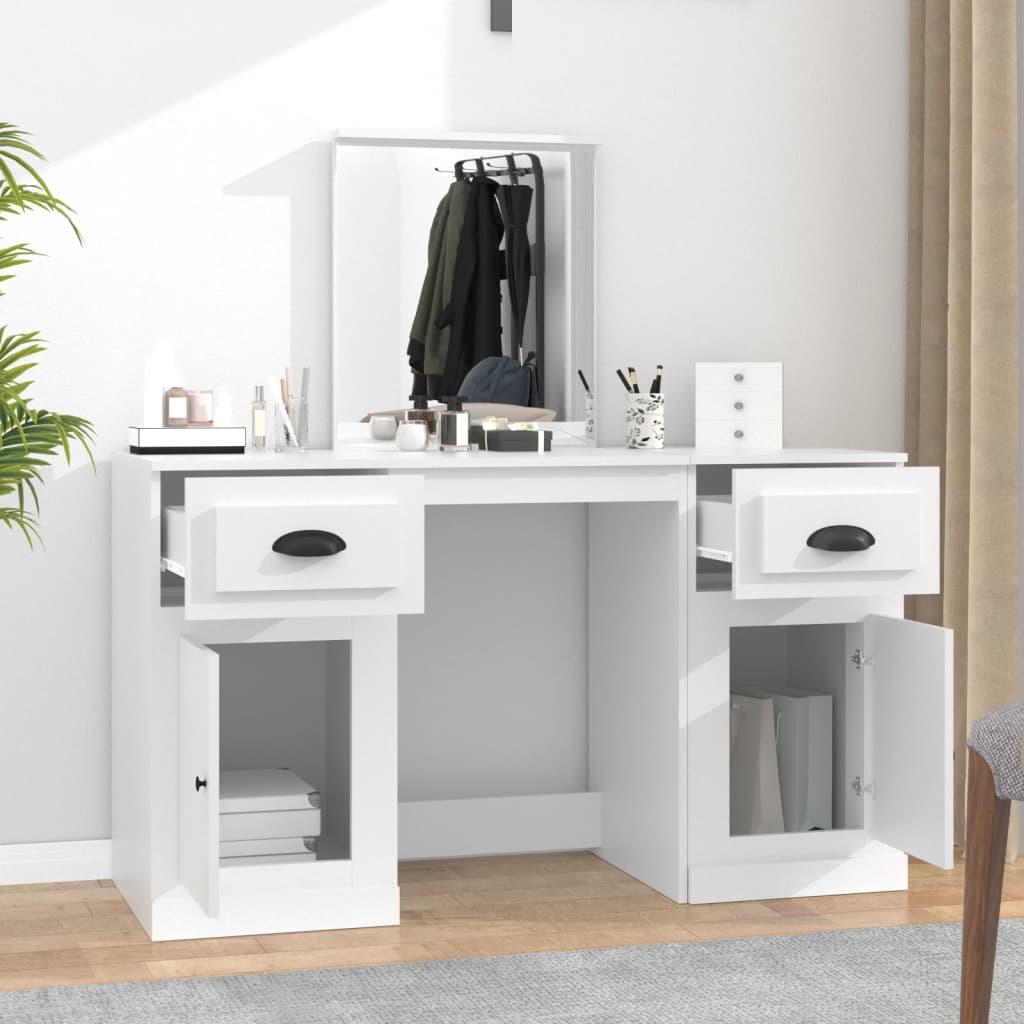 vidaXL Schminktisch mit Spiegel Weiß 130x50x132,5 cm