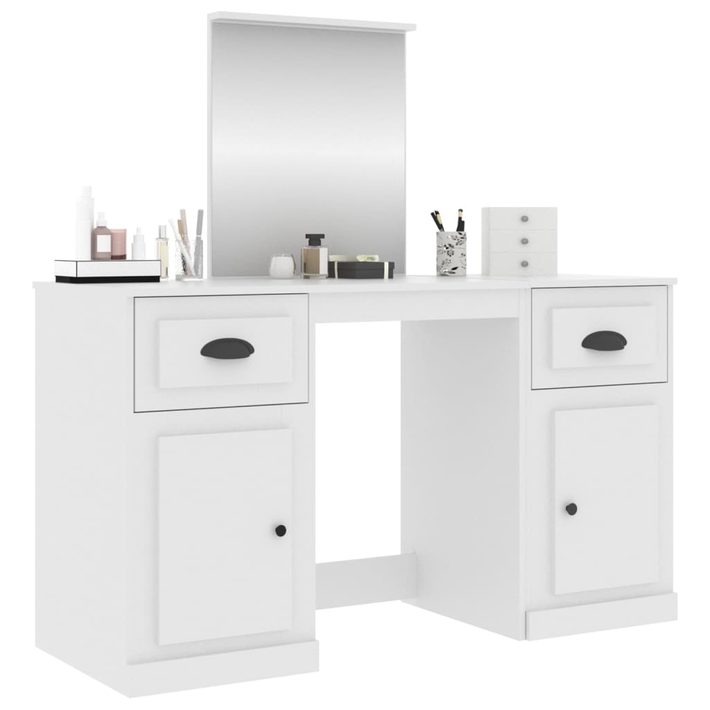 vidaXL Schminktisch mit Spiegel Weiß 130x50x132,5 cm