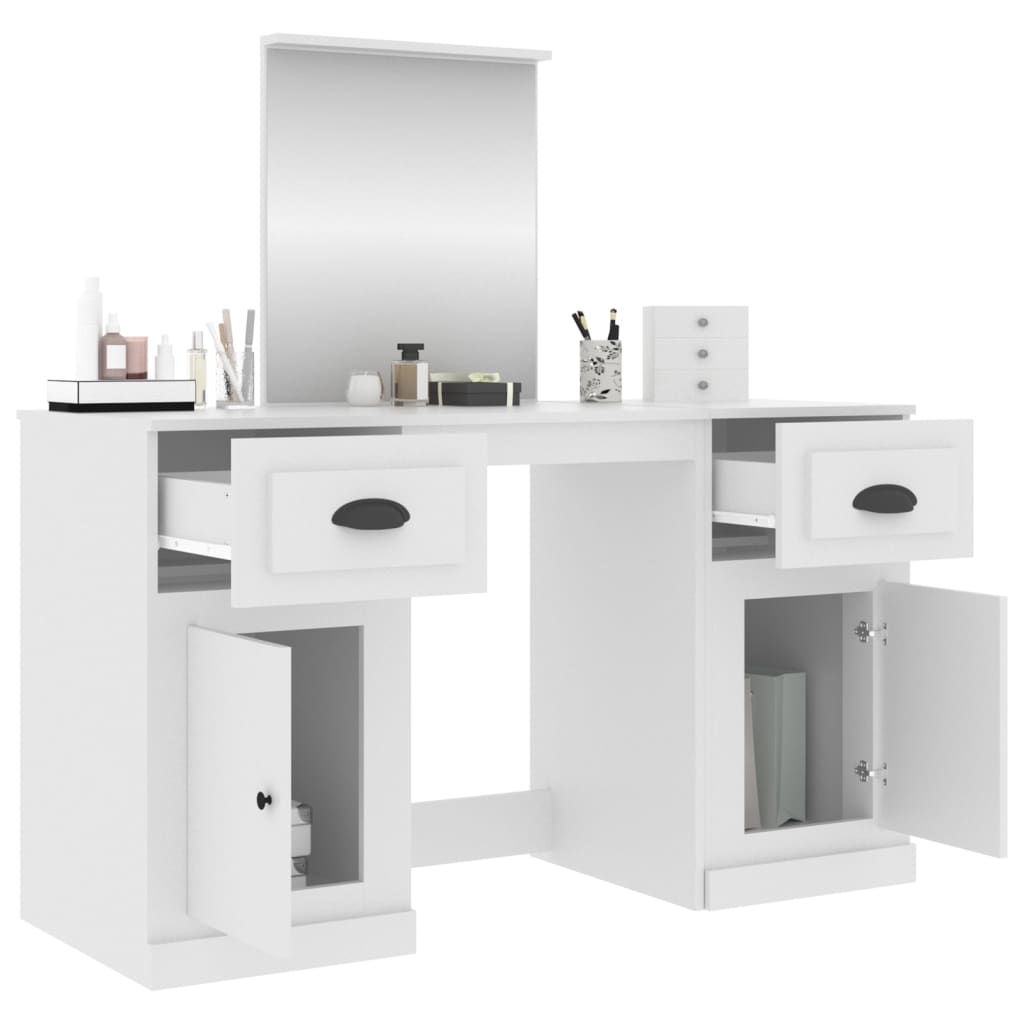 vidaXL Schminktisch mit Spiegel Weiß 130x50x132,5 cm