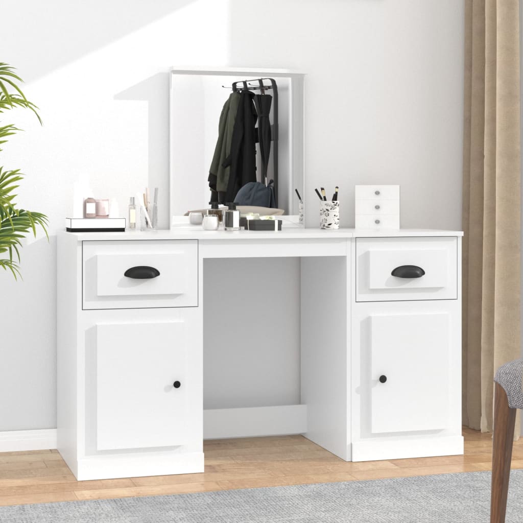 vidaXL Schminktisch mit Spiegel Weiß 130x50x132,5 cm