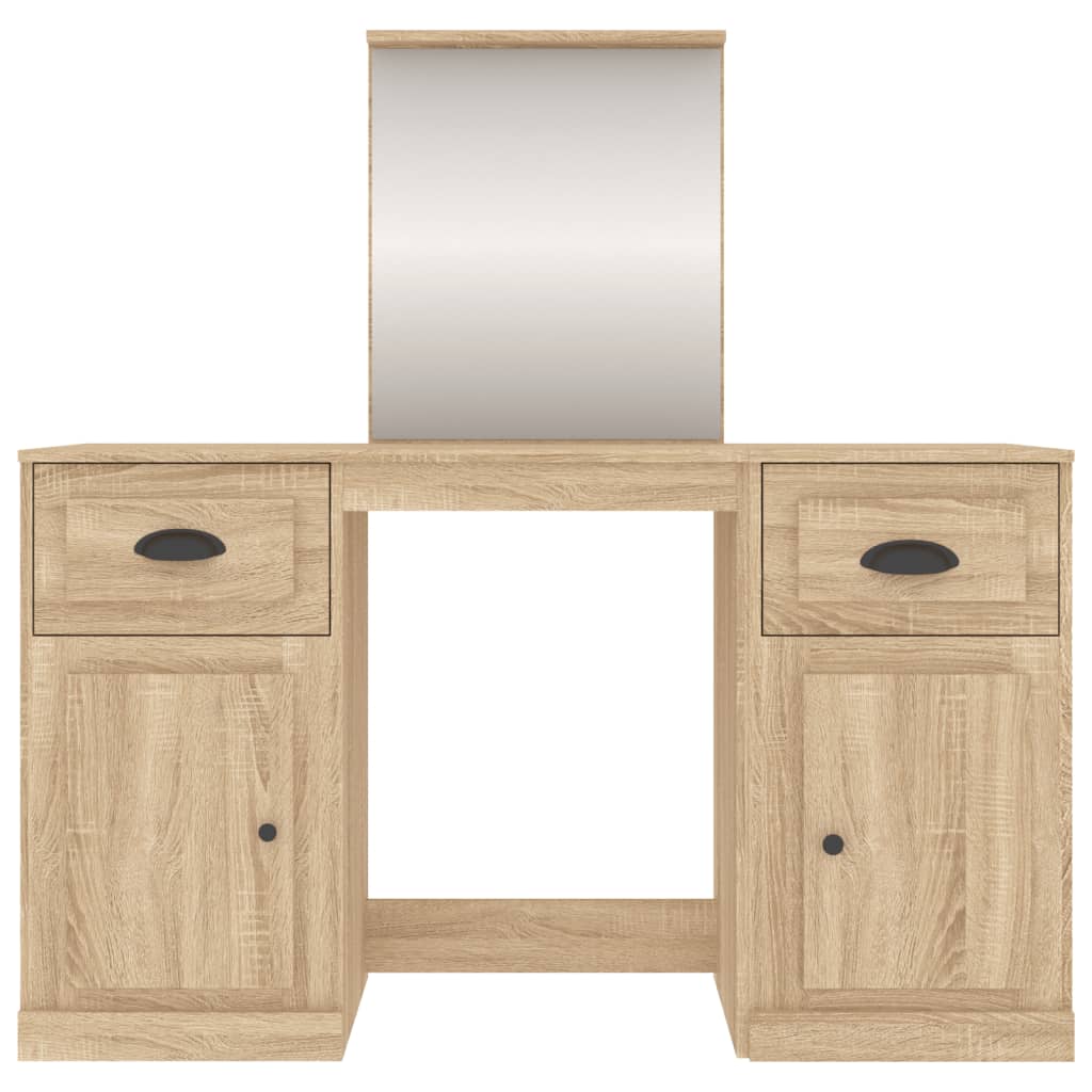 vidaXL Schminktisch mit Spiegel Sonoma-Eiche 130x50x132,5 cm