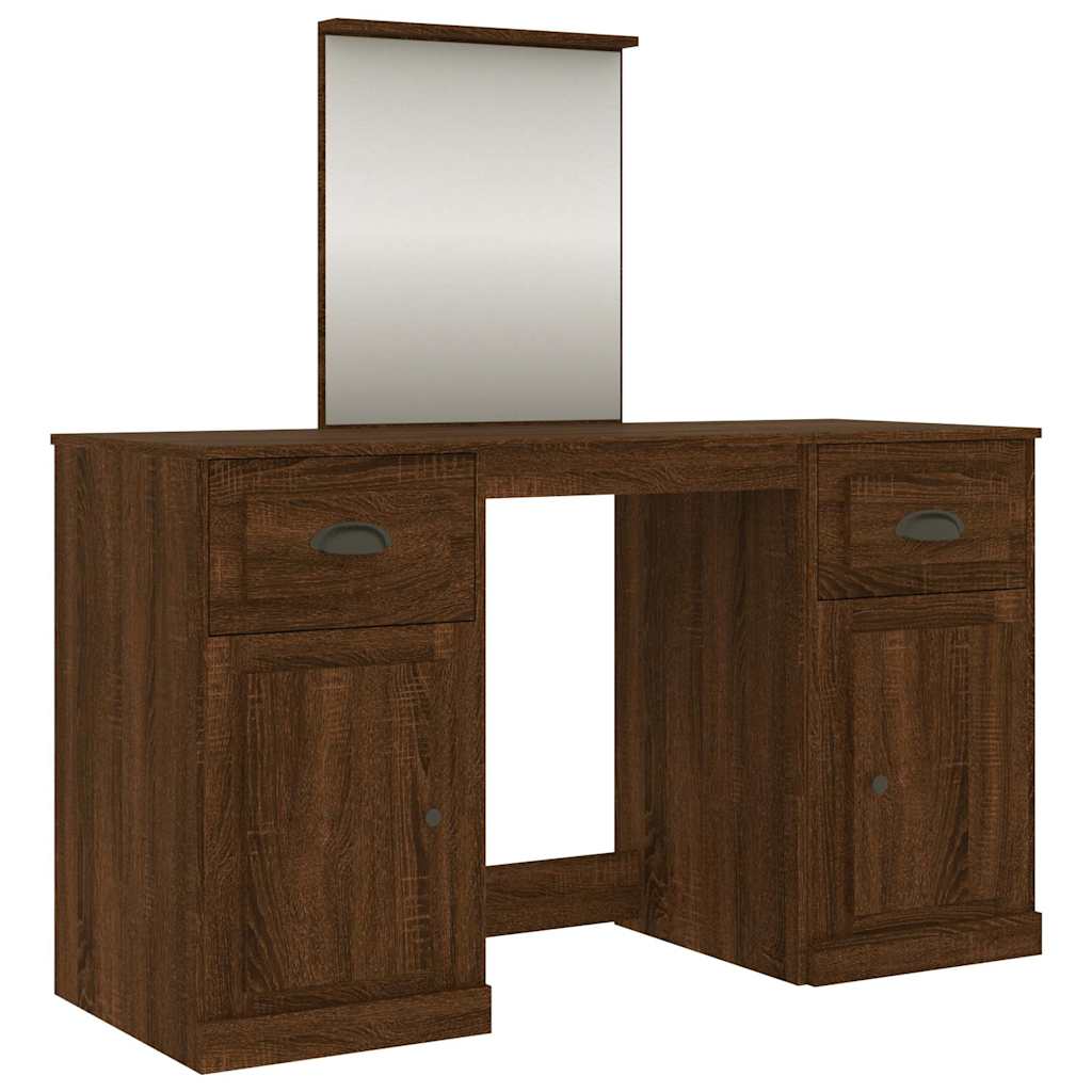 vidaXL Schminktisch mit Spiegel Braun Eichen-Optik 130x50x132,5 cm