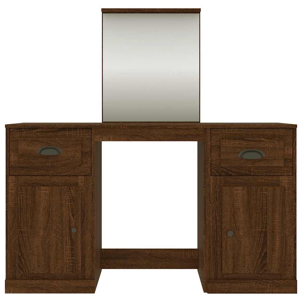 vidaXL Schminktisch mit Spiegel Braun Eichen-Optik 130x50x132,5 cm