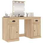 vidaXL Schminktisch mit LED-Leuchten Sonoma-Eiche 130x50x132,5 cm