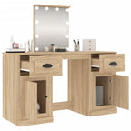vidaXL Schminktisch mit LED-Leuchten Sonoma-Eiche 130x50x132,5 cm