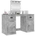 vidaXL Schminktisch mit LED-Leuchten Betongrau 130x50x132,5 cm