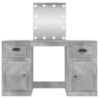 vidaXL Schminktisch mit LED-Leuchten Betongrau 130x50x132,5 cm