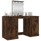 vidaXL Schminktisch mit LED-Leuchten Räuchereiche 130x50x132,5 cm