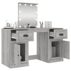 vidaXL Schminktisch mit LED-Leuchten Grau Sonoma 130x50x132,5 cm