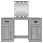 vidaXL Schminktisch mit LED-Leuchten Grau Sonoma 130x50x132,5 cm