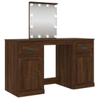 vidaXL Schminktisch mit LED-Leuchten Braun Eichen-Optik 130x50x132,5cm