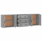 vidaXL Sideboards 3 Stk. Grau Sonoma Holzwerkstoff