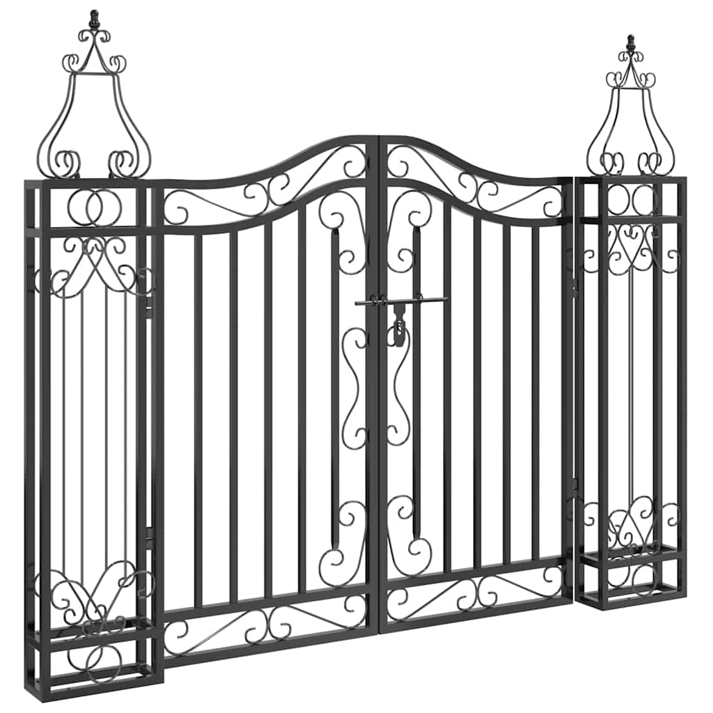vidaXL Gartentor Schwarz 121x8x100 cm Schmiedeeisen