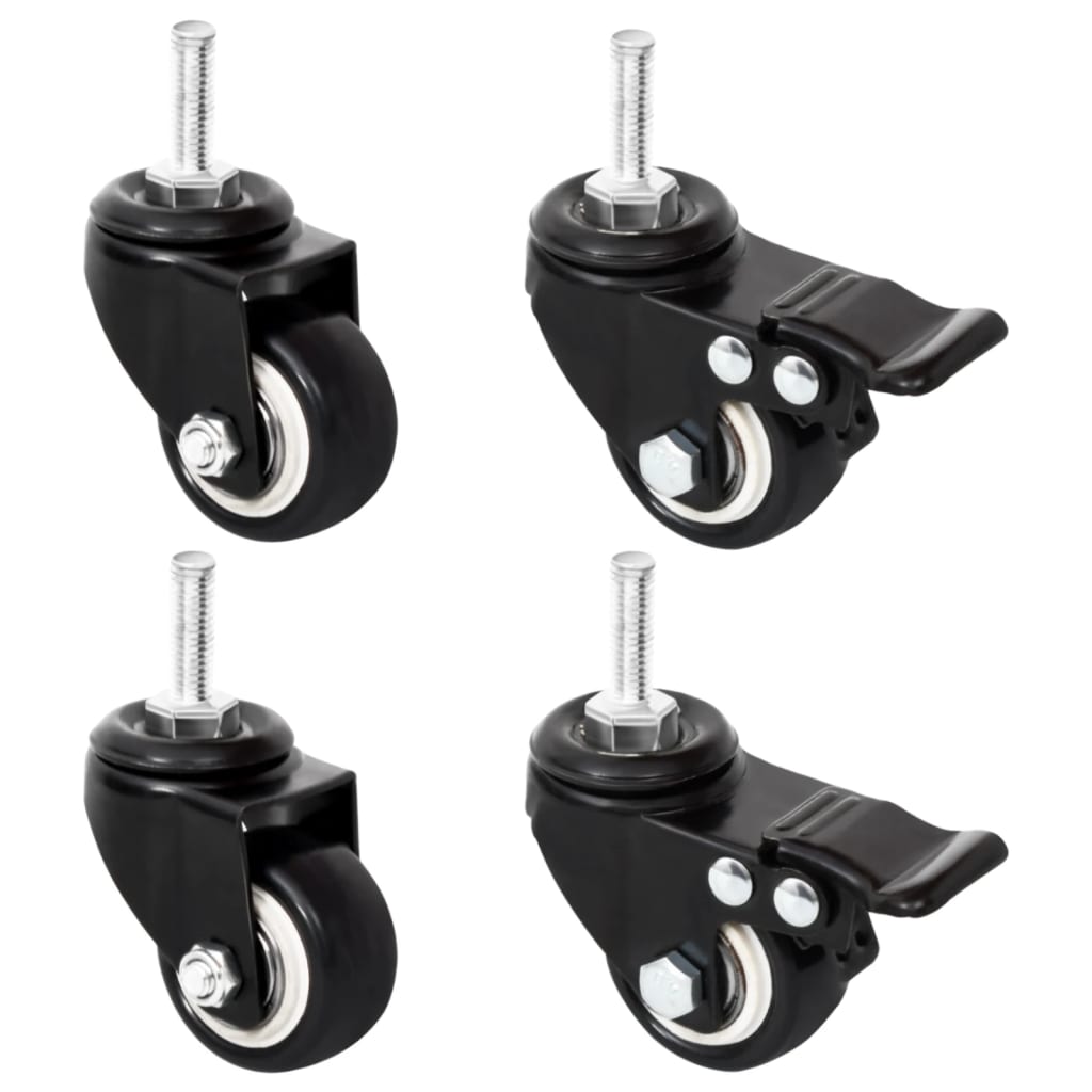 vidaXL Rollen für Pflanzkübel 4 Stk. Schwarz 8x3,5x8 cm Eisen