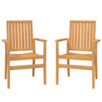 vidaXL Stapelbare Gartenstühle 2 Stk. 56,5x57,5x91 cm Massivholz Teak