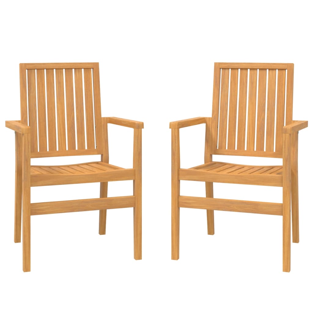 vidaXL Stapelbare Gartenstühle 2 Stk. 56,5x57,5x91 cm Massivholz Teak