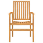 vidaXL Stapelbare Gartenstühle 2 Stk. 56,5x57,5x91 cm Massivholz Teak