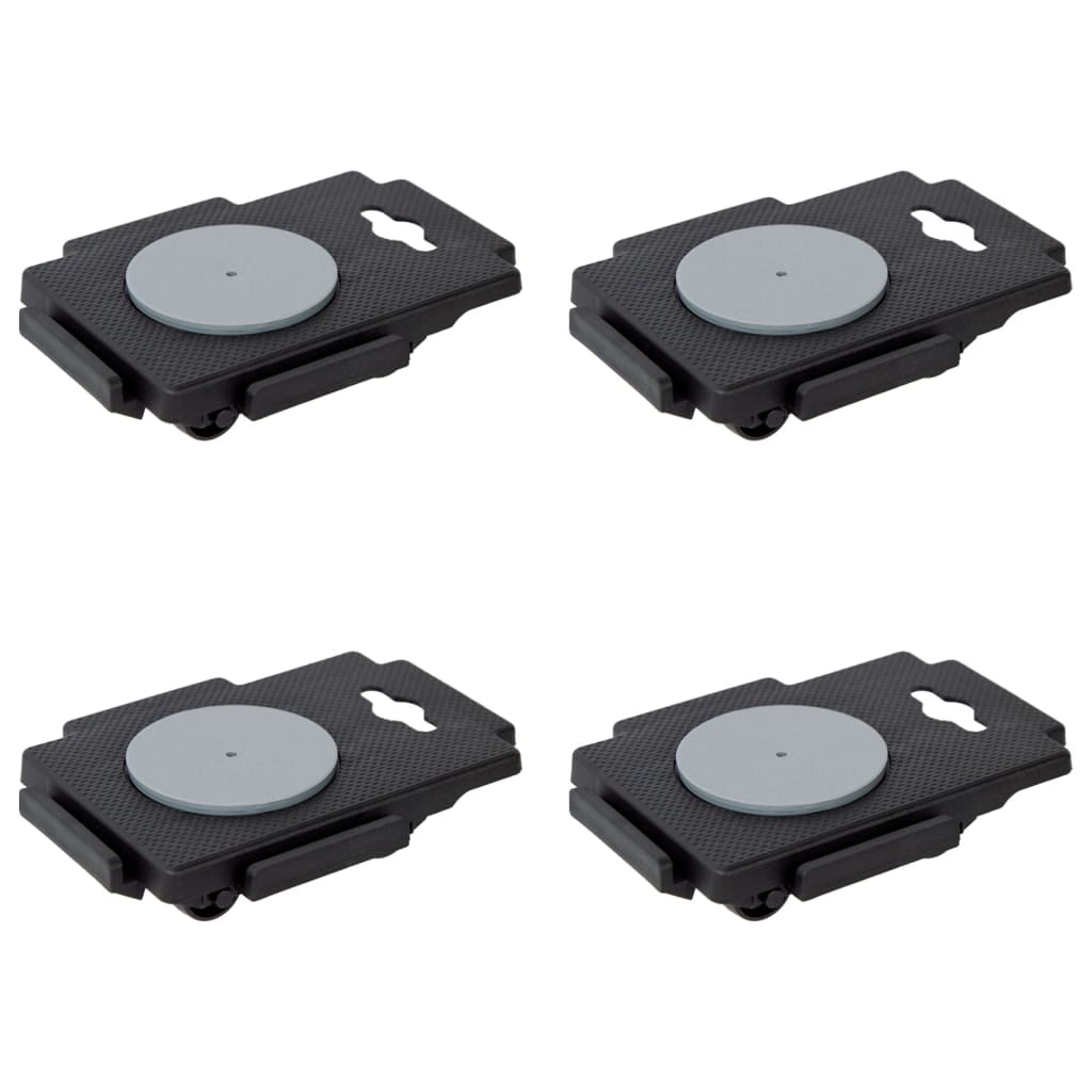 vidaXL Transportroller mit 8 Rollen 4 Stk. Schwarz Polypropylen 150 kg