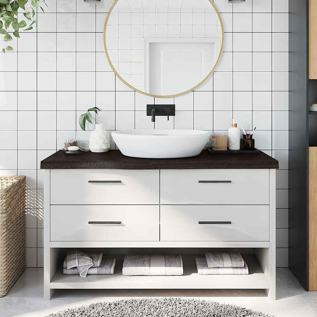 vidaXL Waschtischplatte Dunkelbraun 100x40x(2-6)cm Massivholz