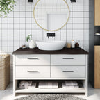 vidaXL Waschtischplatte Dunkelbraun 100x30x(2-4)cm Massivholz