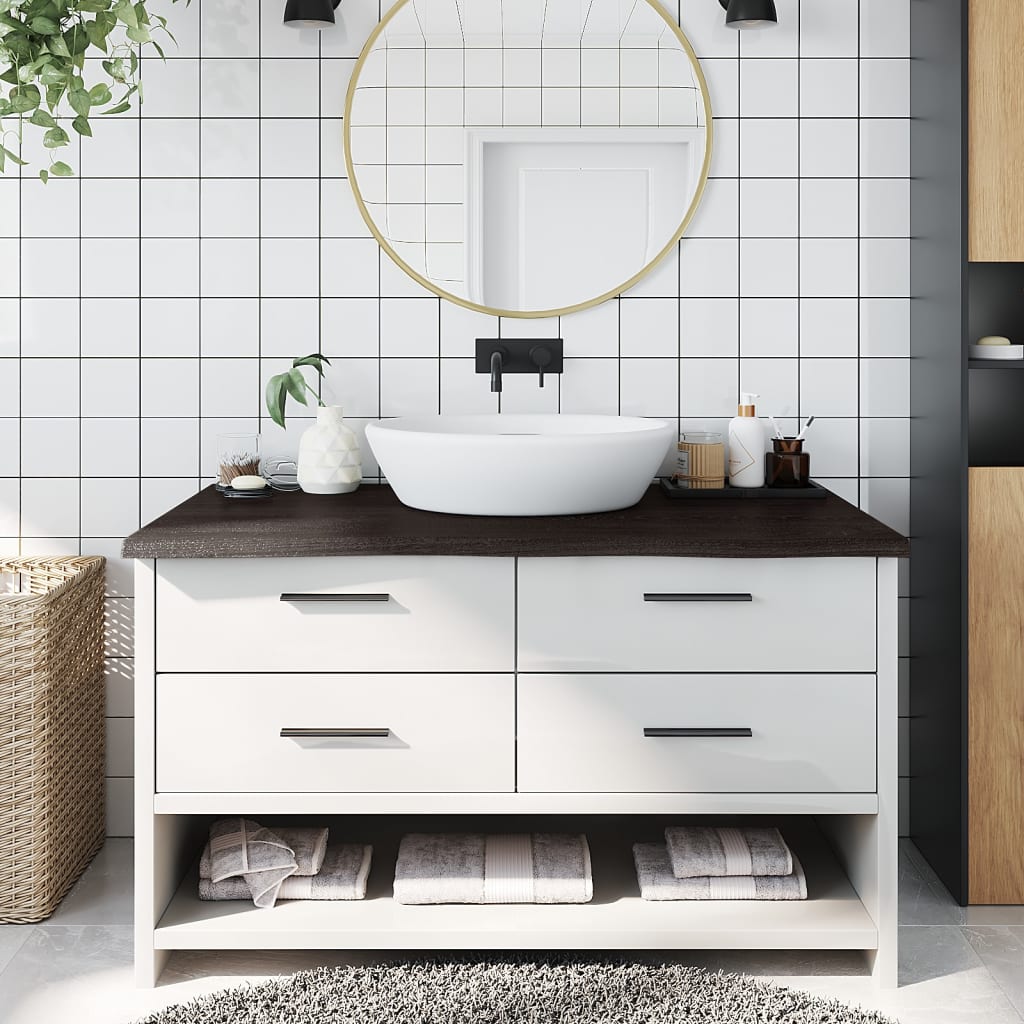 vidaXL Waschtischplatte Dunkelbraun 100x30x(2-4)cm Massivholz