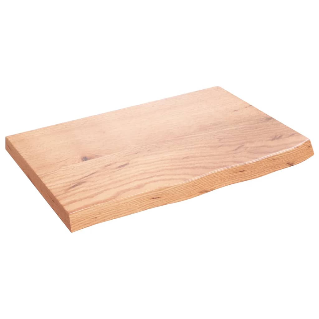 vidaXL Tischplatte Hellbraun 60x40x(2-4) cm Massivholz Eiche Behandelt
