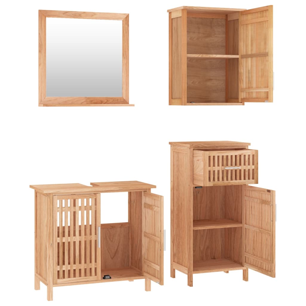 vidaXL 4-tlg. Badmöbel-Set Massivholz Nussbaum