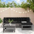 vidaXL 5-tlg. Garten-Lounge-Set mit Taupe Kissen Massivholz