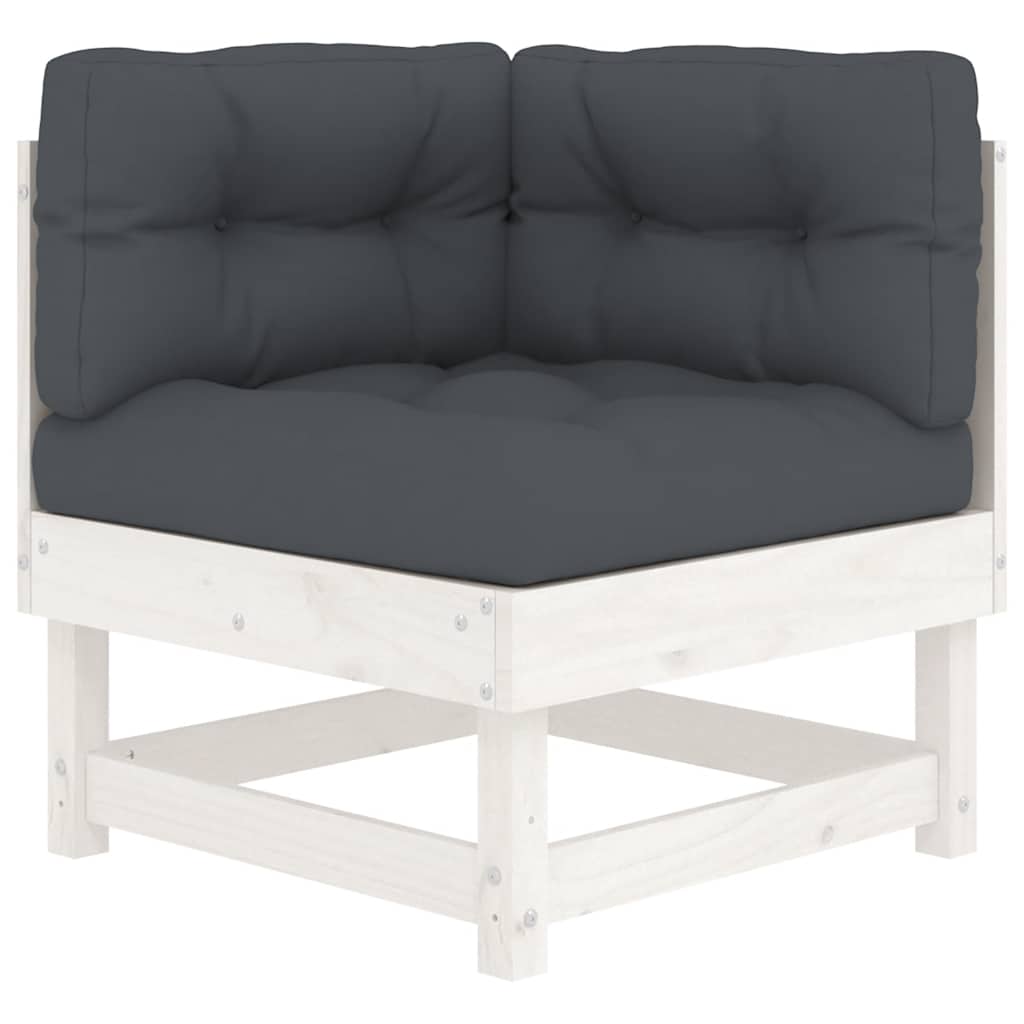 vidaXL 7-tlg. Garten-Lounge-Set mit Kissen Weiß Massivholz