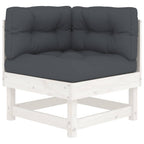 vidaXL 7-tlg. Garten-Lounge-Set mit Kissen Weiß Massivholz