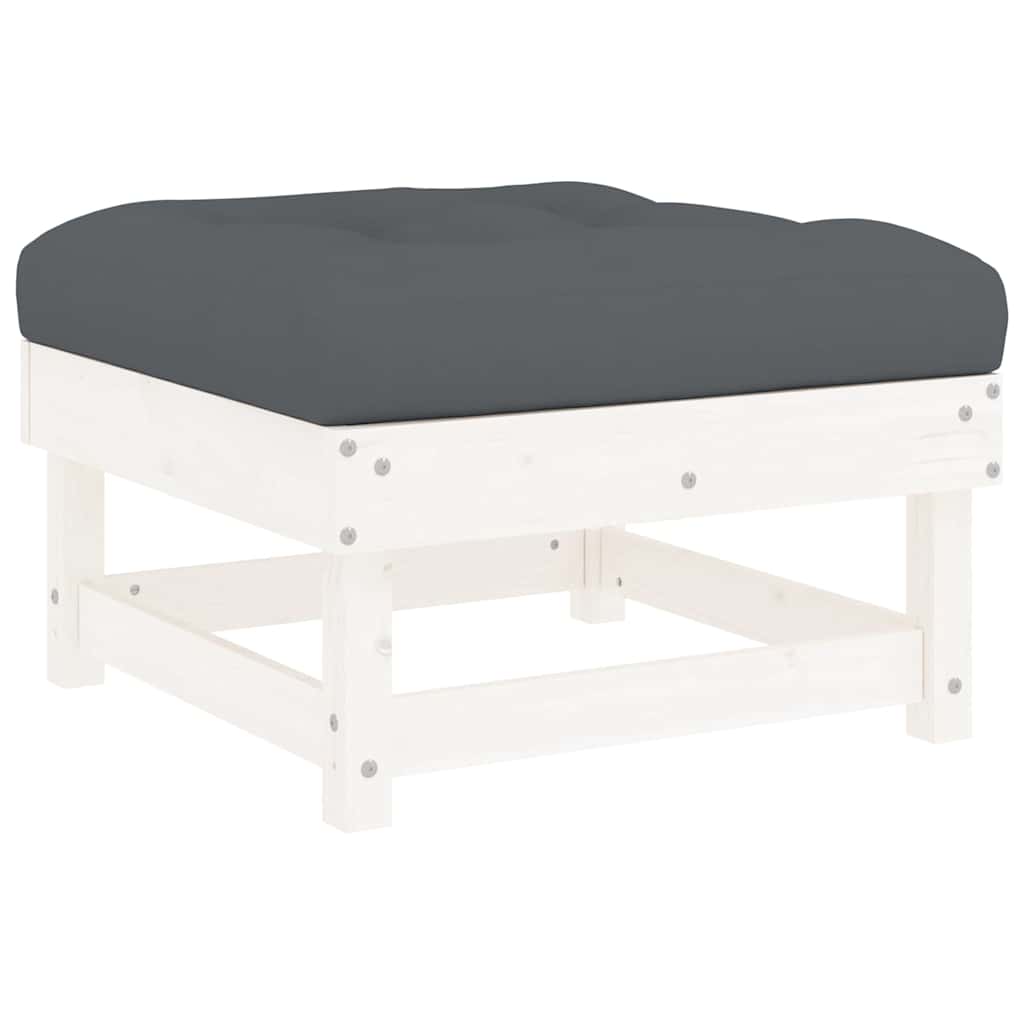 vidaXL 7-tlg. Garten-Lounge-Set mit Kissen Weiß Massivholz