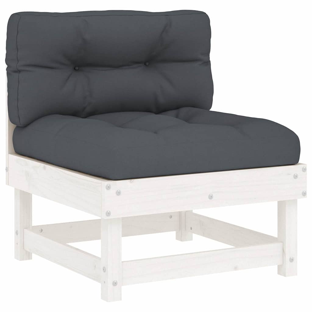 vidaXL 7-tlg. Garten-Lounge-Set mit Kissen Weiß Massivholz