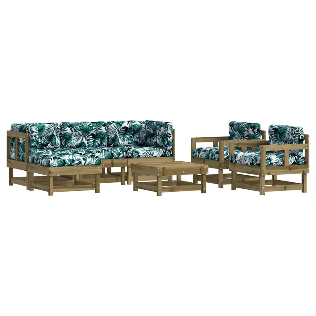 vidaXL 7-tlg. Garten-Lounge-Set mit Kissen Imprägniertes Kiefernholz