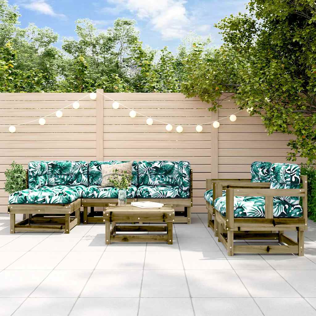 vidaXL 7-tlg. Garten-Lounge-Set mit Kissen Imprägniertes Kiefernholz