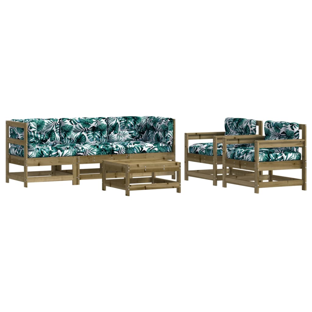 vidaXL 6-tlg. Garten-Lounge-Set mit Kissen Imprägniertes Kiefernholz