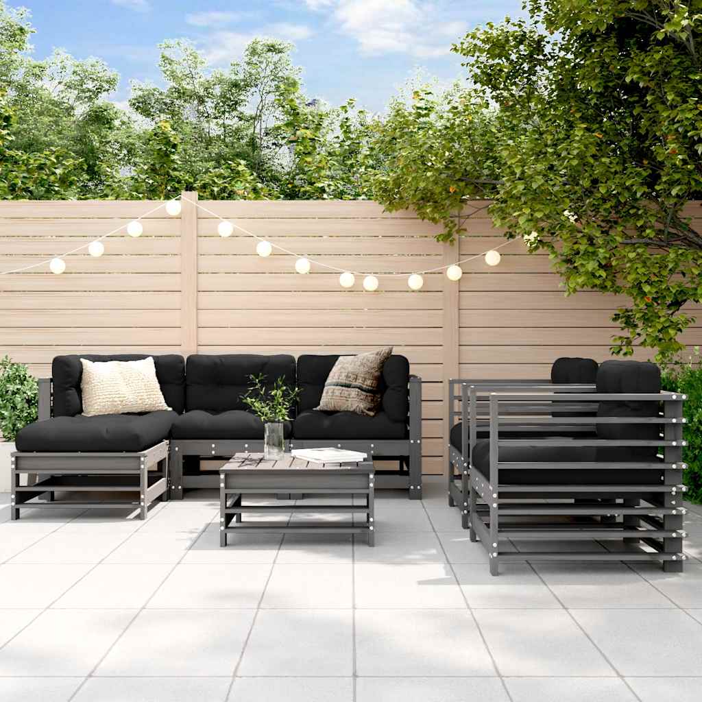 vidaXL 7-tlg. Garten-Lounge-Set mit Kissen Weiß Massivholz
