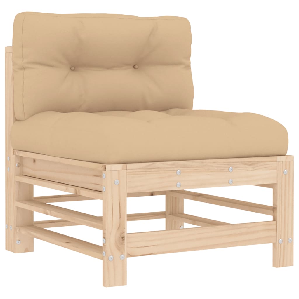 vidaXL 3-tlg. Garten-Lounge-Set mit Kissen Massivholz