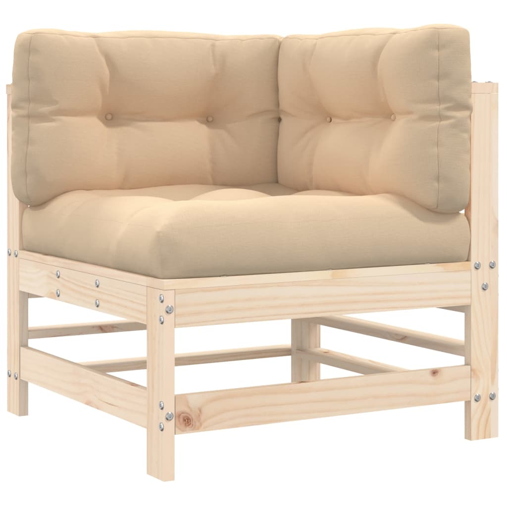 vidaXL 3-tlg. Garten-Lounge-Set mit Kissen Massivholz