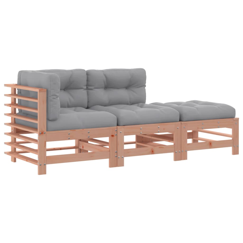 vidaXL 3-tlg. Garten-Lounge-Set mit Kissen Massivholz Douglasie