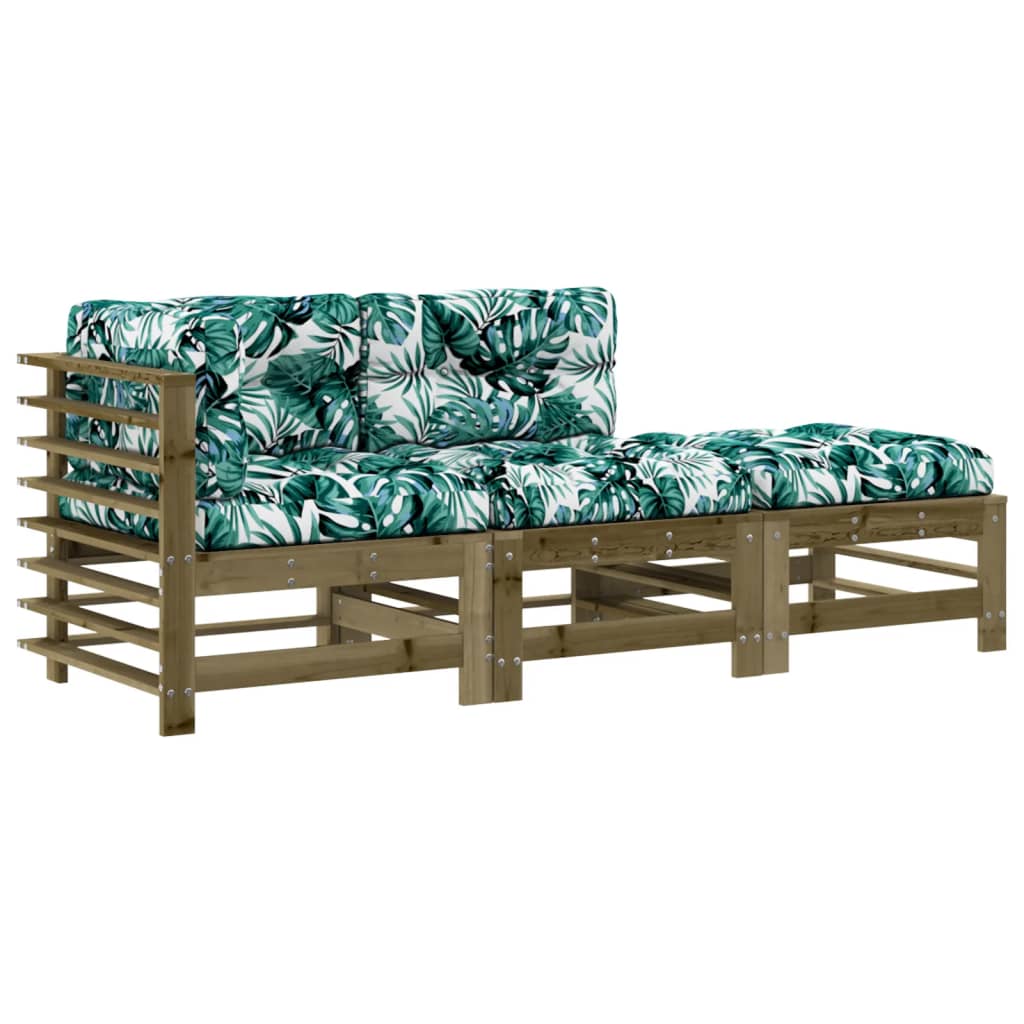 vidaXL 3-tlg. Garten-Lounge-Set mit Kissen Kiefernholz Imprägniert
