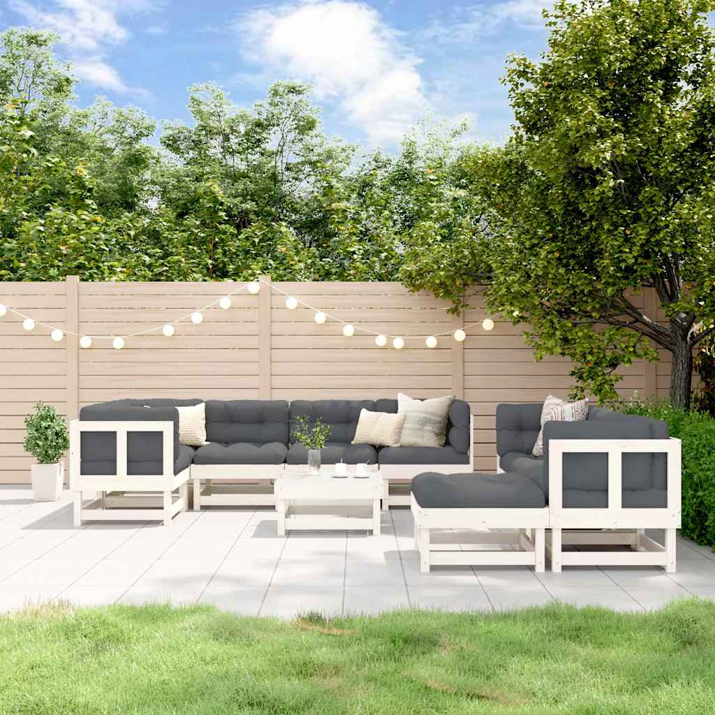 vidaXL 10-tlg. Garten-Lounge-Set mit Kissen Massivholz